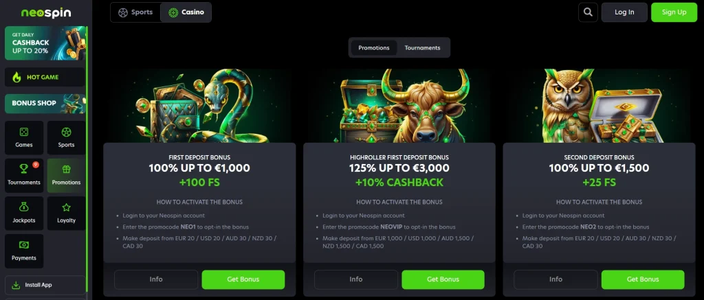 neospin casino bonus